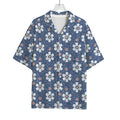Flower Denim Jeans Pattern Print Rayon Hawaiian Shirt