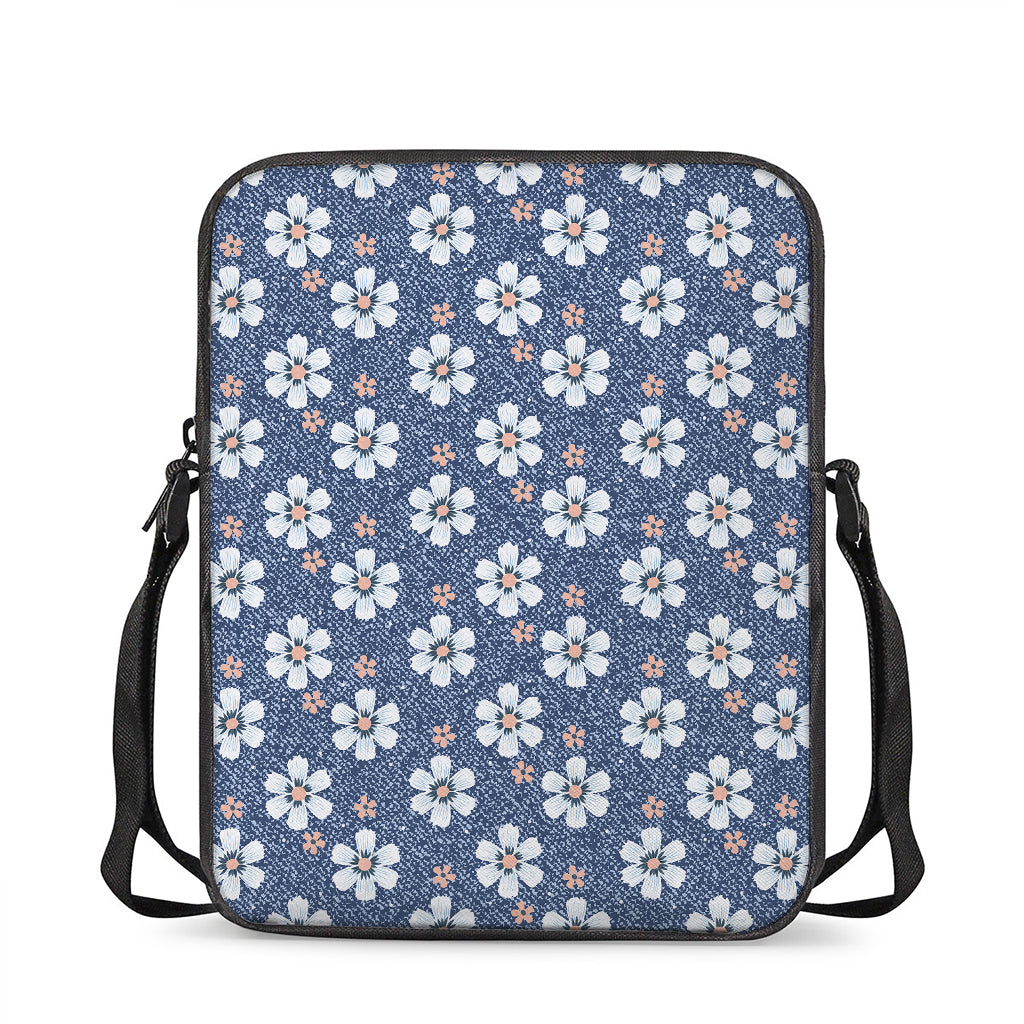Flower Denim Jeans Pattern Print Rectangular Crossbody Bag