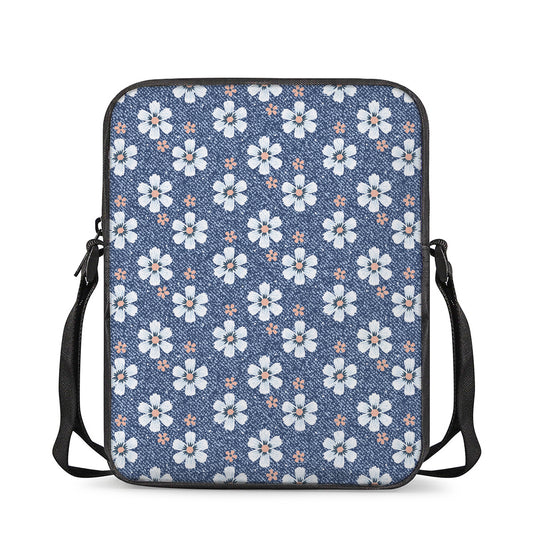 Flower Denim Jeans Pattern Print Rectangular Crossbody Bag