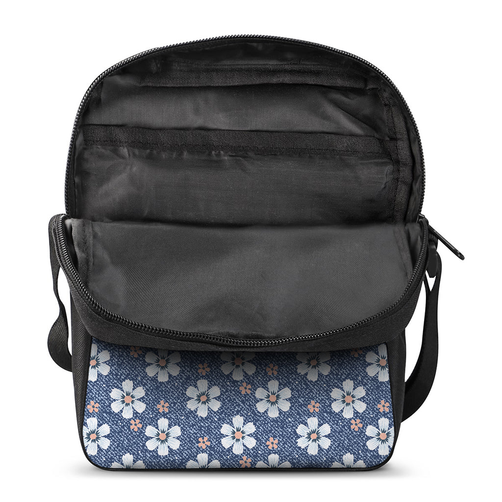 Flower Denim Jeans Pattern Print Rectangular Crossbody Bag