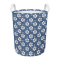 Flower Denim Jeans Pattern Print Round Laundry Basket