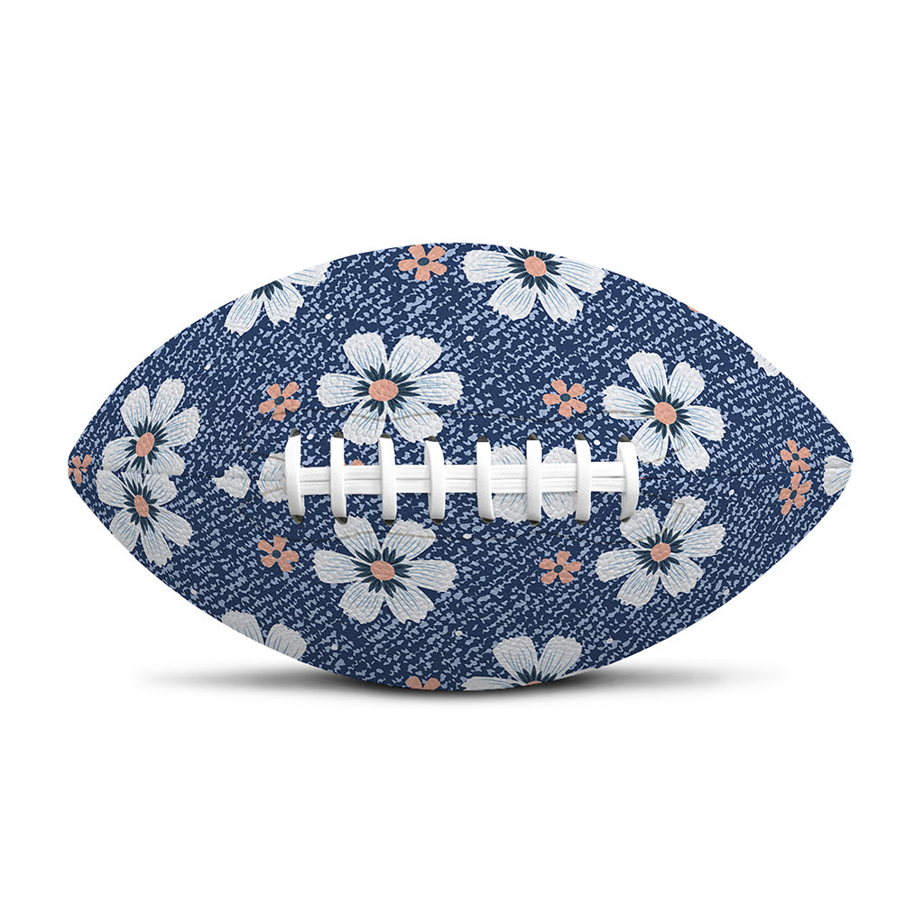 Flower Denim Jeans Pattern Print Rugby Ball
