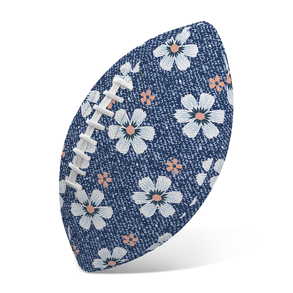 Flower Denim Jeans Pattern Print Rugby Ball