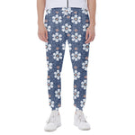 Flower Denim Jeans Pattern Print Scuba Joggers