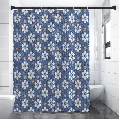 Flower Denim Jeans Pattern Print Shower Curtain