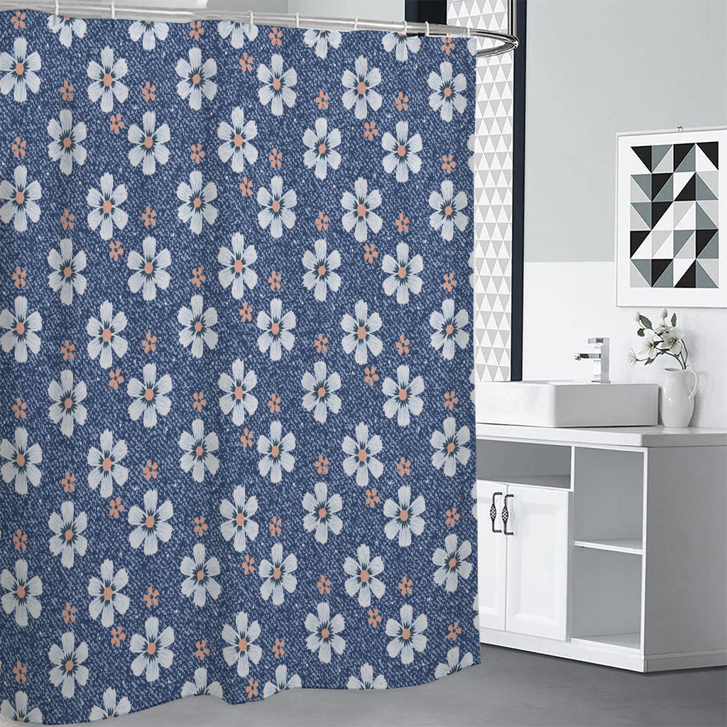 Flower Denim Jeans Pattern Print Shower Curtain