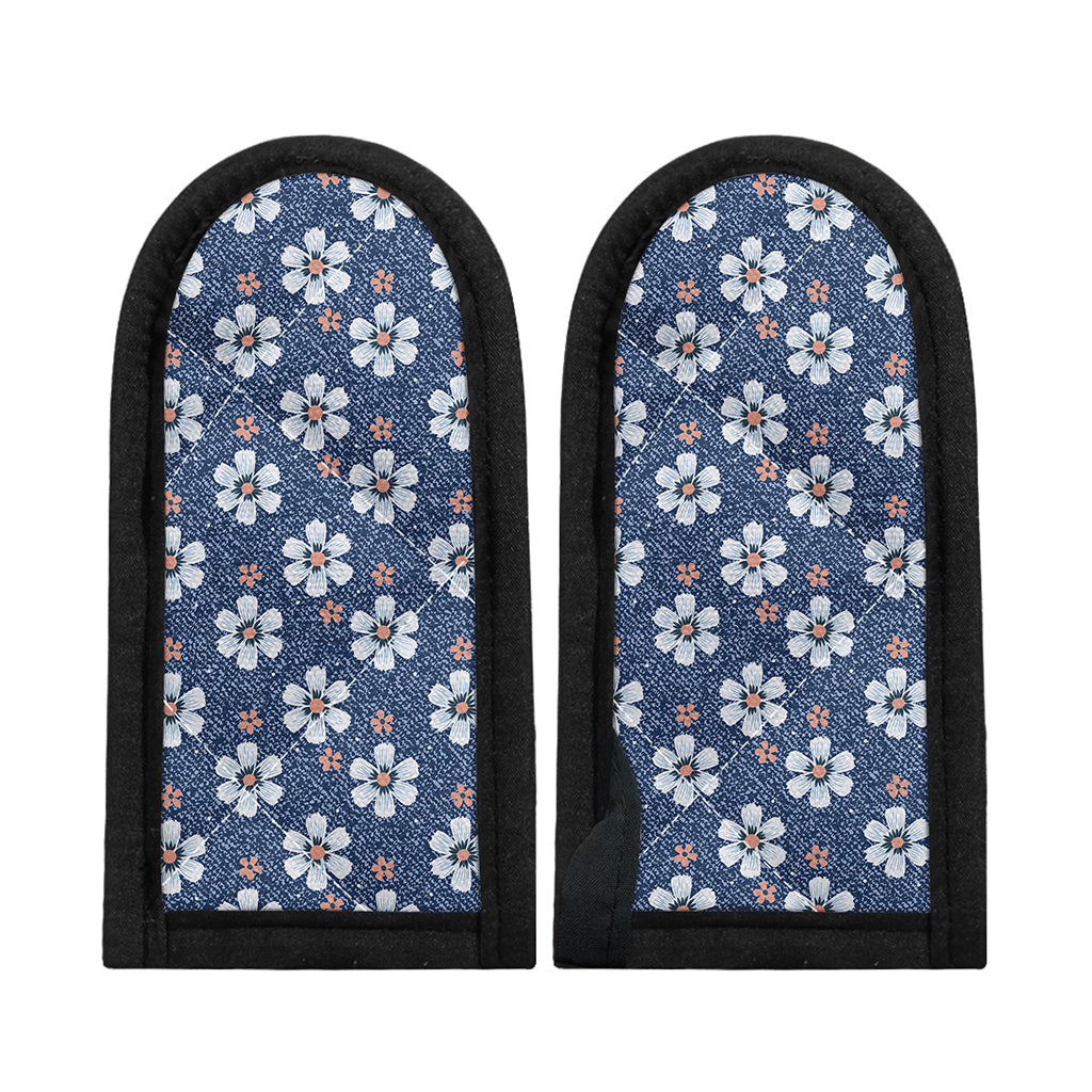Flower Denim Jeans Pattern Print Skillet Handle Cover