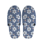 Flower Denim Jeans Pattern Print Slippers