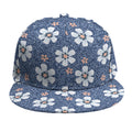 Flower Denim Jeans Pattern Print Snapback Cap