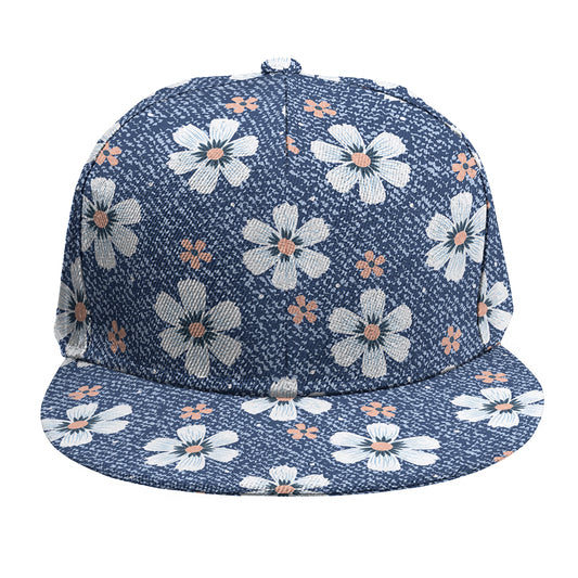 Flower Denim Jeans Pattern Print Snapback Cap
