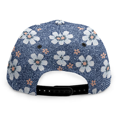 Flower Denim Jeans Pattern Print Snapback Cap
