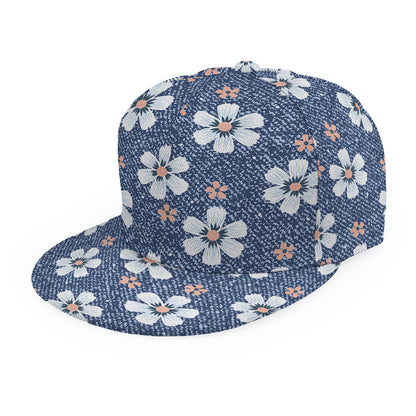 Flower Denim Jeans Pattern Print Snapback Cap