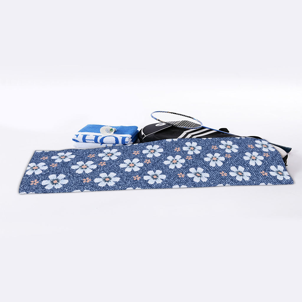 Flower Denim Jeans Pattern Print Sports Towel