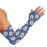 Flower Denim Jeans Pattern Print Sun Protection Arm Sleeves