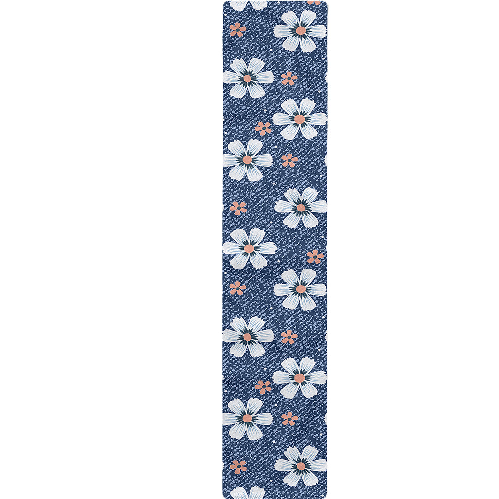 Flower Denim Jeans Pattern Print Table Runner