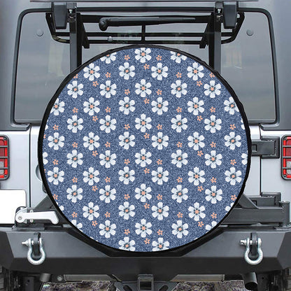 Flower Denim Jeans Pattern Print Tire Cover