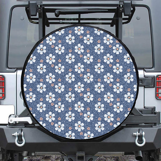 Flower Denim Jeans Pattern Print Tire Cover