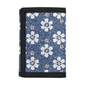 Flower Denim Jeans Pattern Print Trifold Wallet
