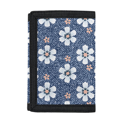 Flower Denim Jeans Pattern Print Trifold Wallet