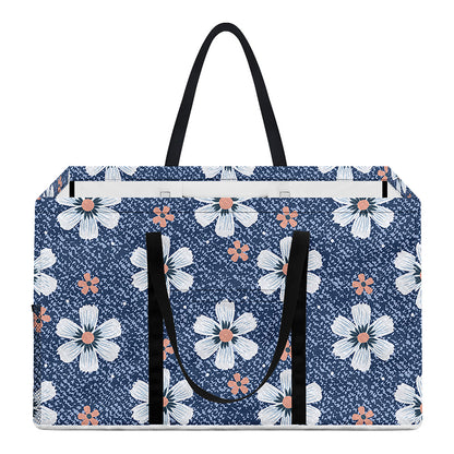 Flower Denim Jeans Pattern Print Utility Tote Bag