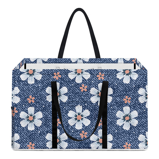 Flower Denim Jeans Pattern Print Utility Tote Bag