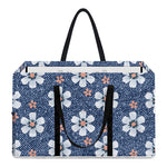 Flower Denim Jeans Pattern Print Utility Tote Bag