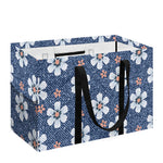 Flower Denim Jeans Pattern Print Utility Tote Bag