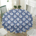 Flower Denim Jeans Pattern Print Waterproof Round Tablecloth