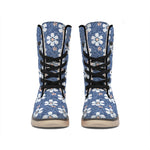 Flower Denim Jeans Pattern Print Winter Boots