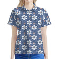 Flower Denim Jeans Pattern Print Women's Polo Shirt
