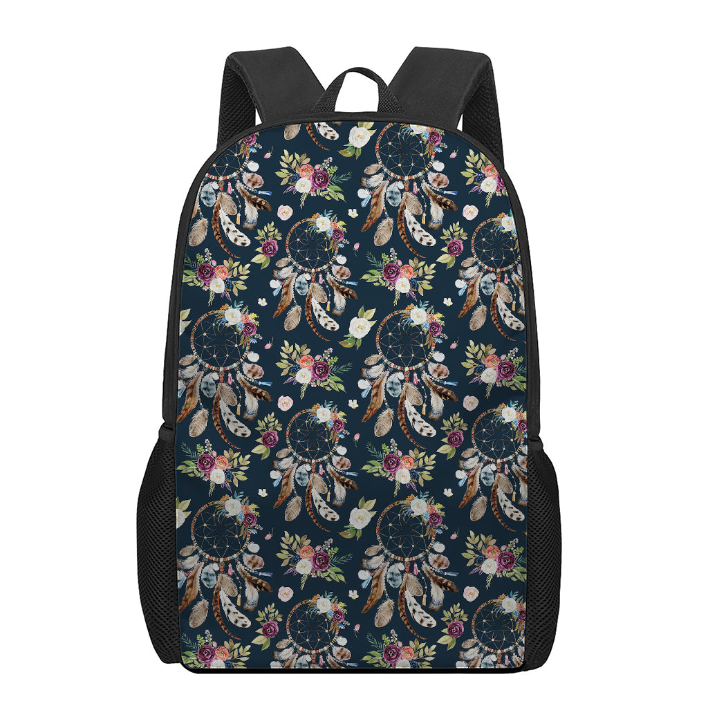 Flower Dream Catcher Pattern Print 17 Inch Backpack