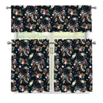 Flower Dream Catcher Pattern Print 3 Piece Kitchen Curtains