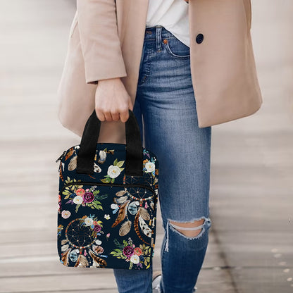 Flower Dream Catcher Pattern Print Bible Tote Bag
