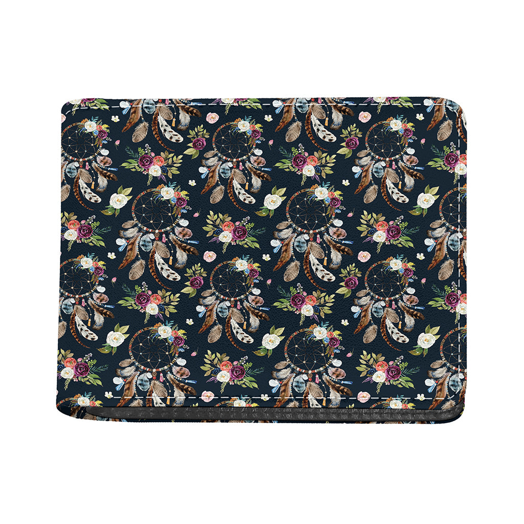 Flower Dream Catcher Pattern Print Bifold Wallet