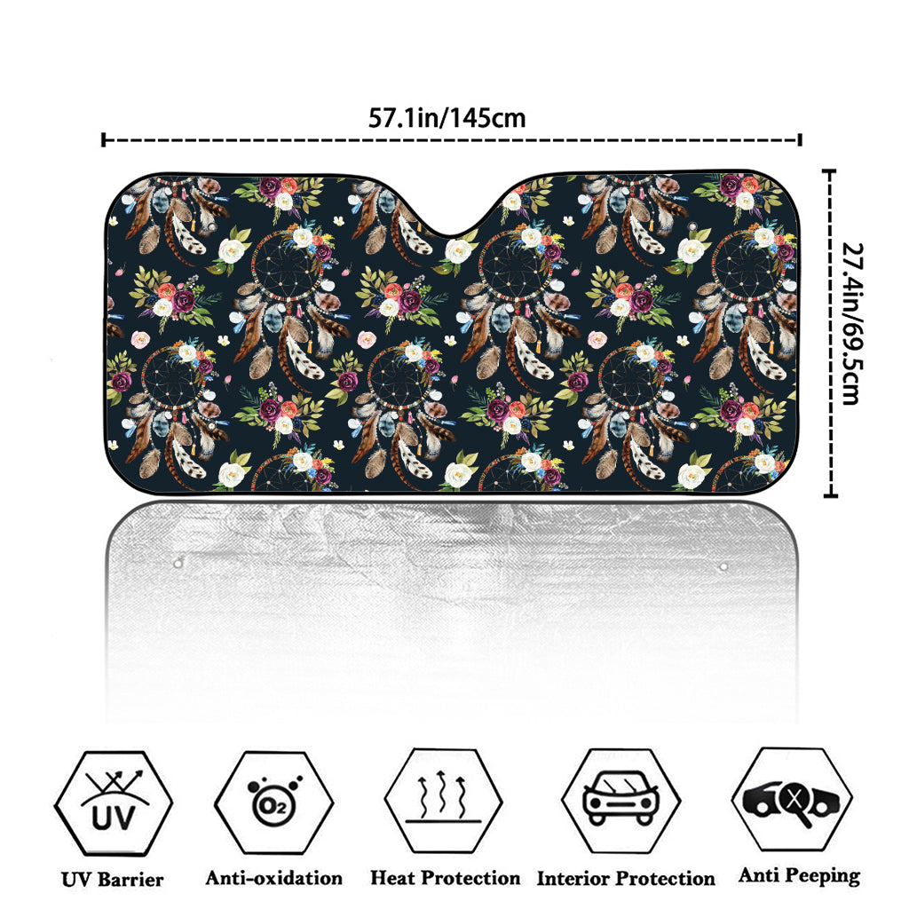 Flower Dream Catcher Pattern Print Car Windshield Sun Shade