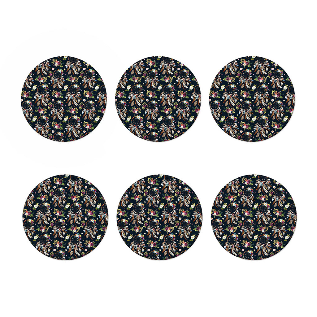 Flower Dream Catcher Pattern Print Coaster Set