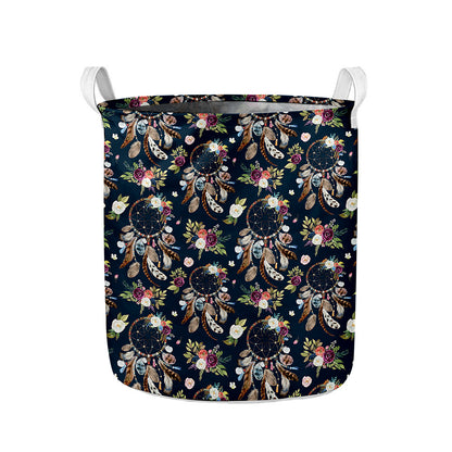 Flower Dream Catcher Pattern Print Collapsible Laundry Basket
