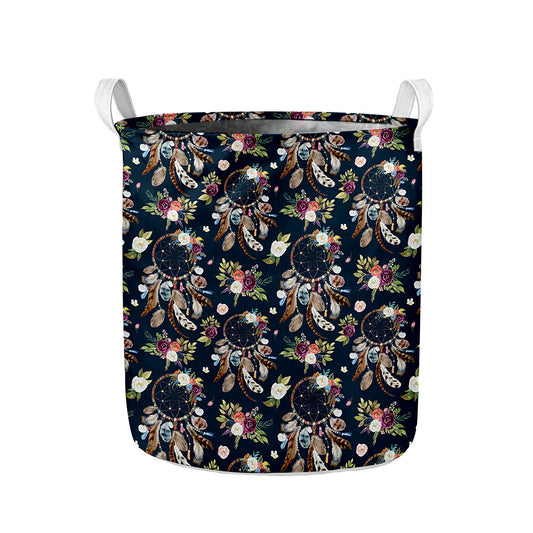 Flower Dream Catcher Pattern Print Collapsible Laundry Basket
