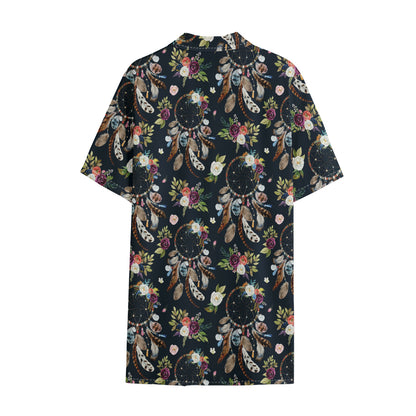 Flower Dream Catcher Pattern Print Cotton Hawaiian Shirt