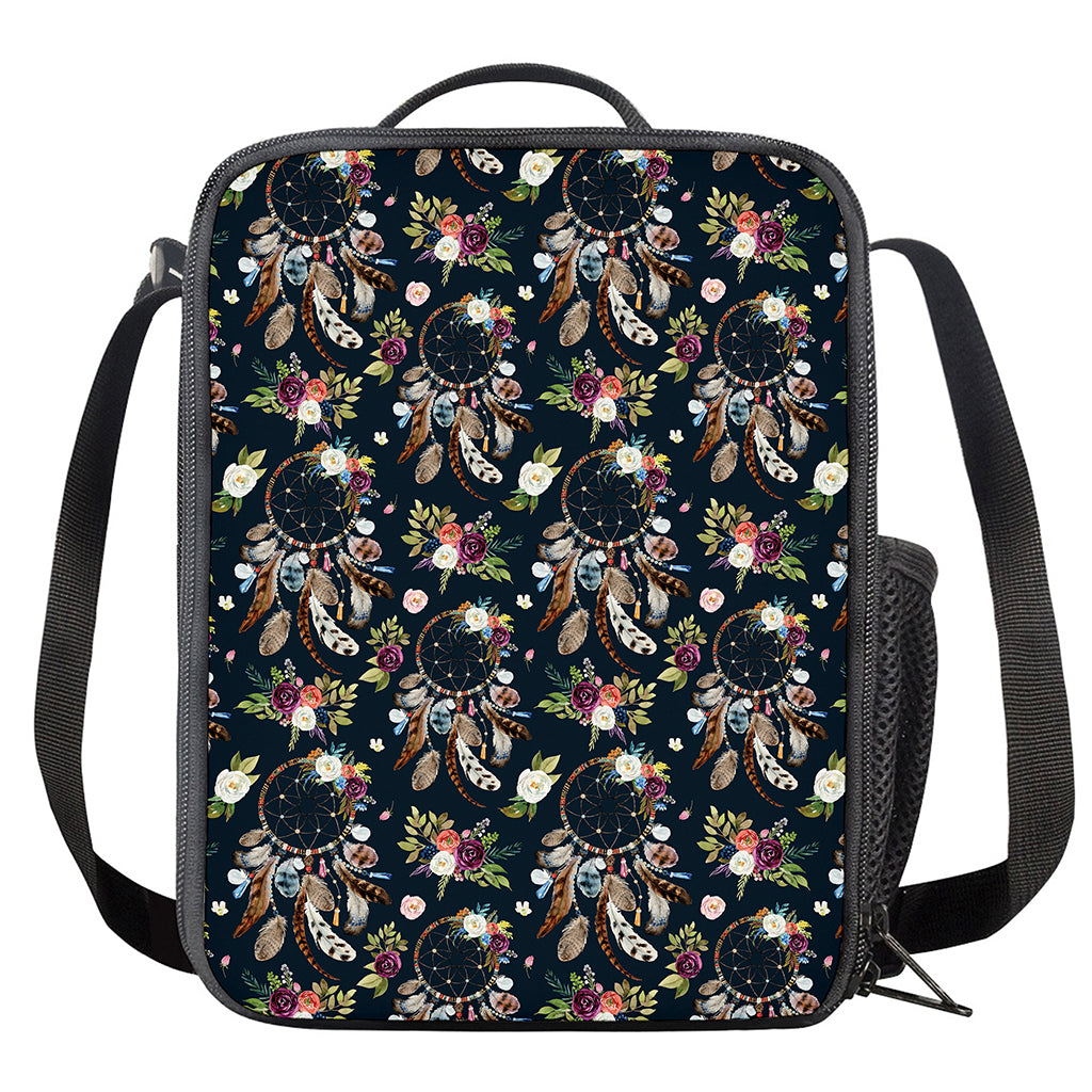 Flower Dream Catcher Pattern Print Crossbody Lunch Bag