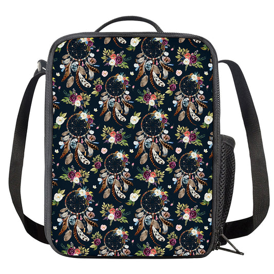 Flower Dream Catcher Pattern Print Crossbody Lunch Bag