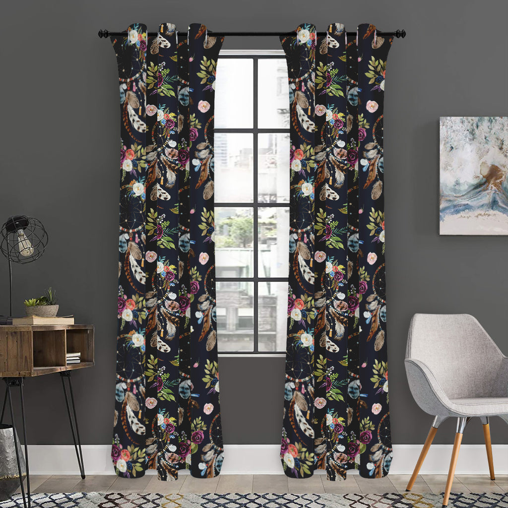 Flower Dream Catcher Pattern Print Curtain