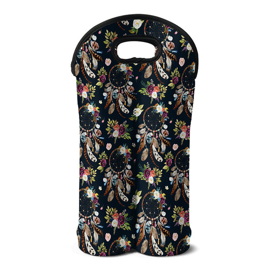 Flower Dream Catcher Pattern Print Double Neoprene Wine Tote