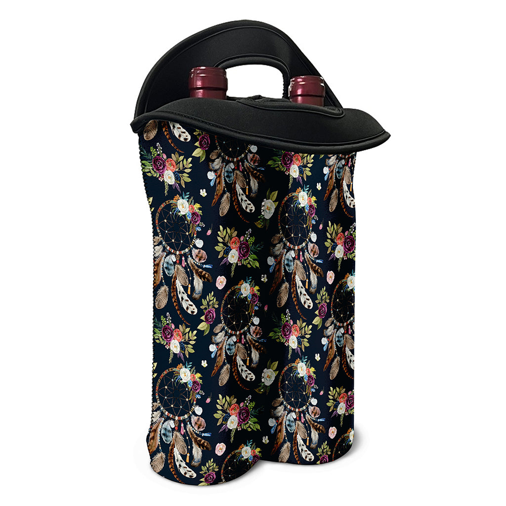 Flower Dream Catcher Pattern Print Double Neoprene Wine Tote