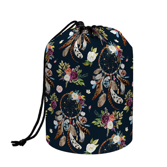 Flower Dream Catcher Pattern Print Drawstring Makeup Bag