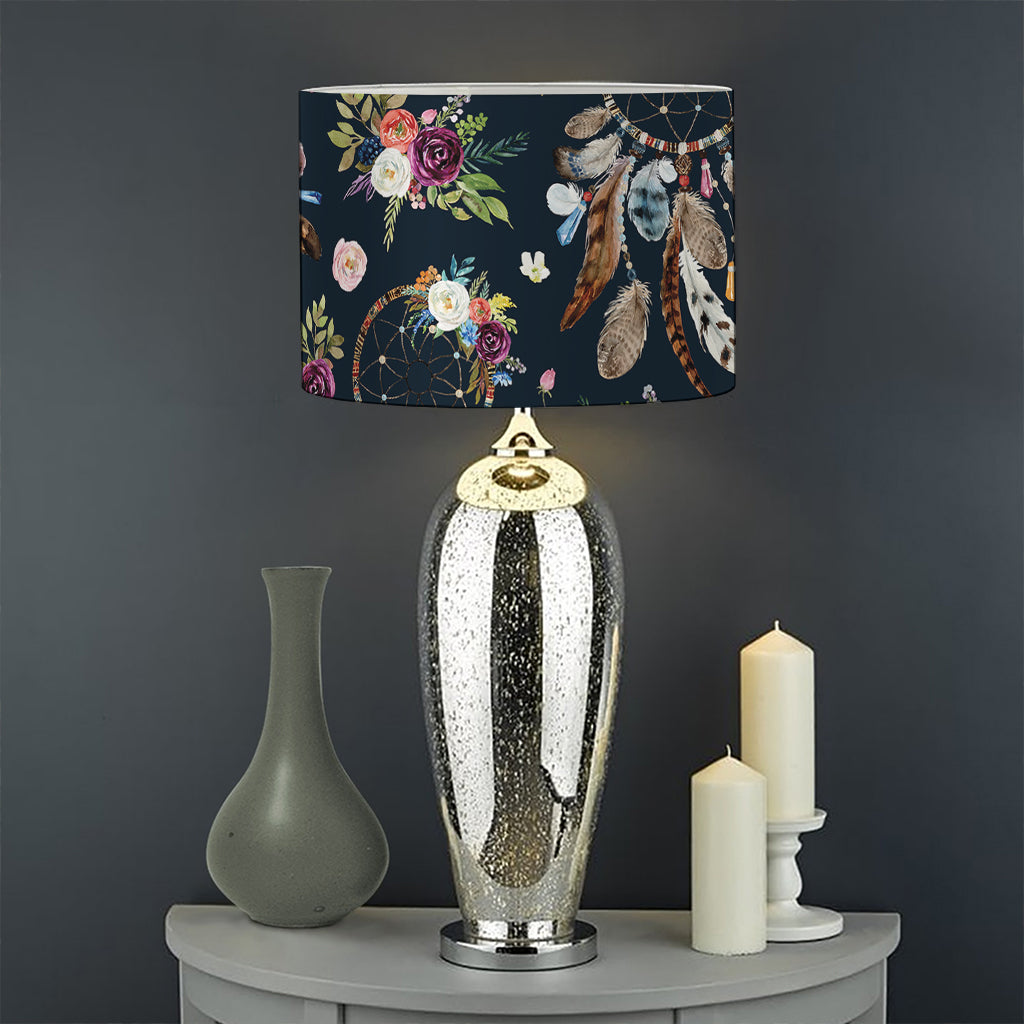 Flower Dream Catcher Pattern Print Drum Lamp Shade
