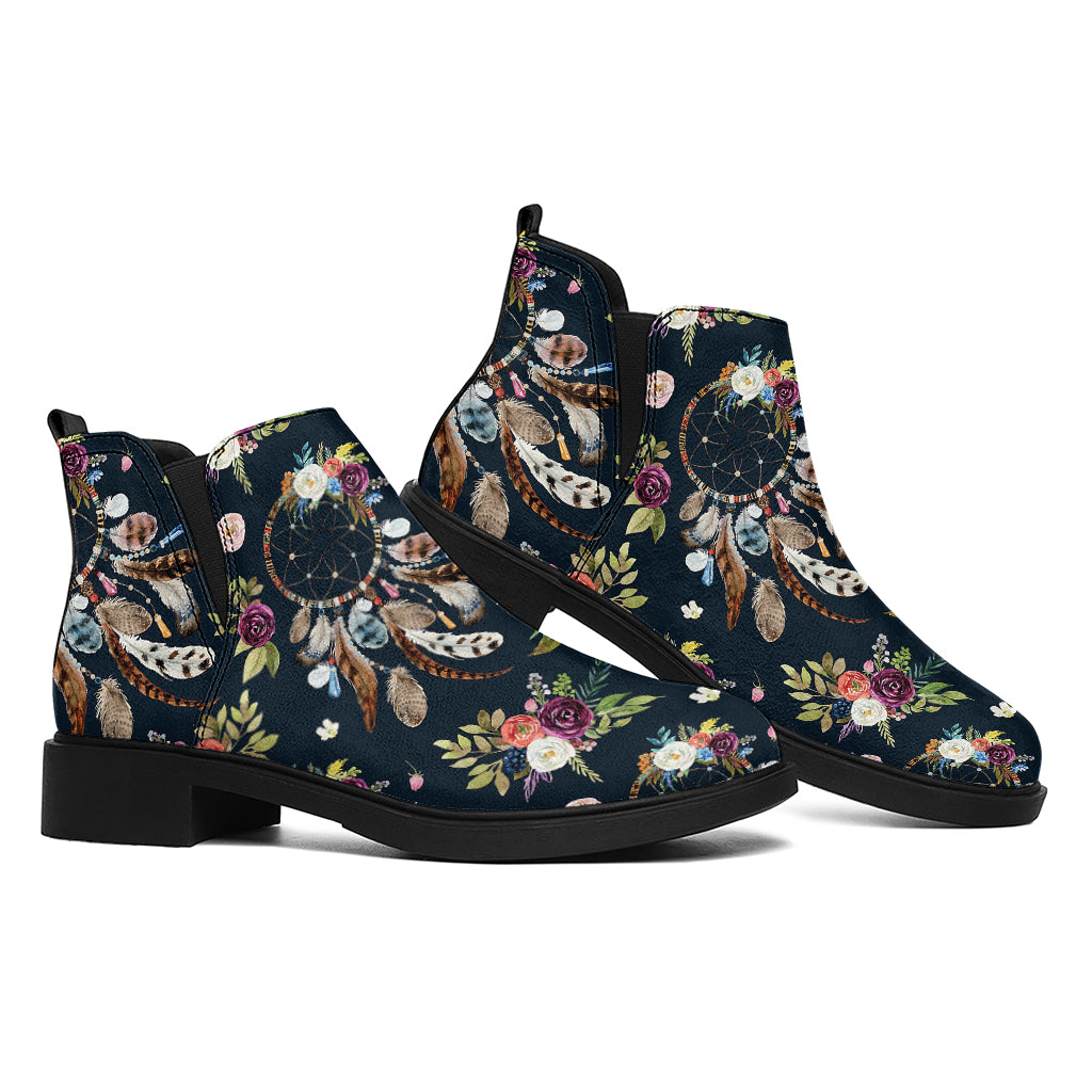Flower Dream Catcher Pattern Print Flat Ankle Boots