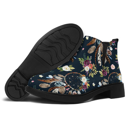 Flower Dream Catcher Pattern Print Flat Ankle Boots