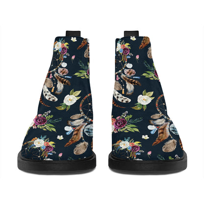 Flower Dream Catcher Pattern Print Flat Ankle Boots