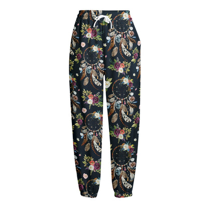 Flower Dream Catcher Pattern Print Fleece Lined Knit Pants